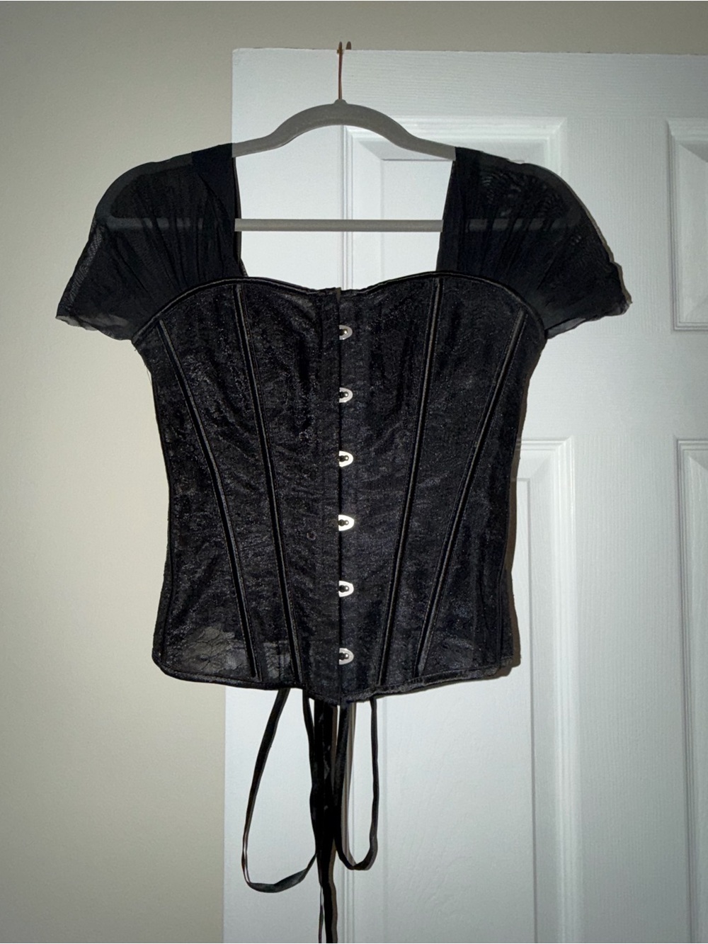 Duygu Ay Paris Chic Black Lace Corset Top - Women's Elegant Evening Blouse